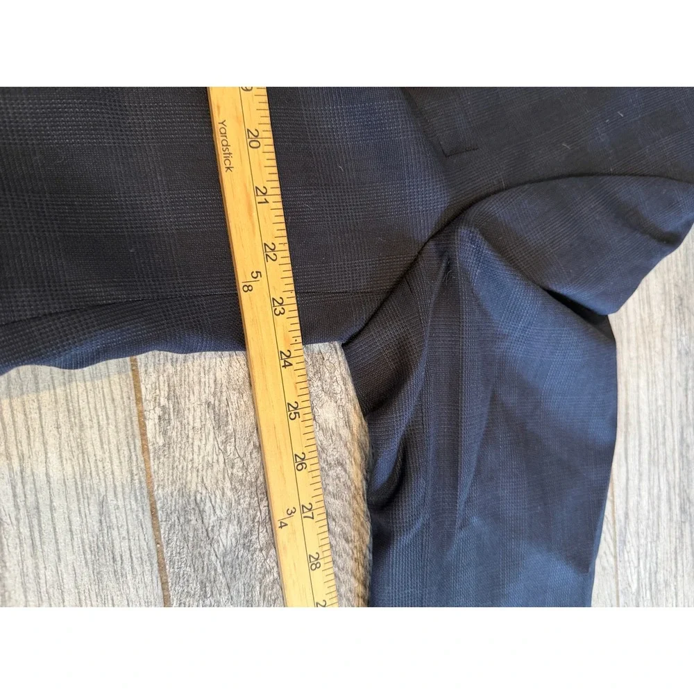 Chaps Ralph Lauren Blazer 46R Glen Plaid Wool Sport Coat Mens 46 Regular Navy